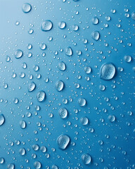 Close-up of Water Droplets on a Gradient Blue Surface