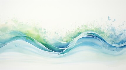 Abstract watercolor painting. Shades of blue and green create a sense of movement and energy.