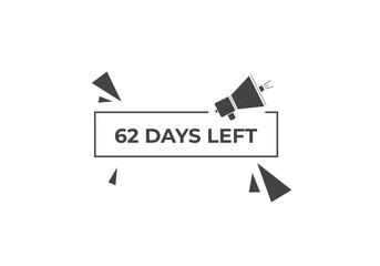 62 days to go countdown template. 62 day Countdown left days banner design. 62  Days left countdown timer