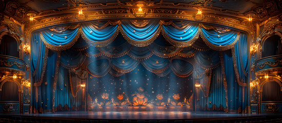 Whimsical Storybook Inspired Theater Stage with Ornate Curtains Bringing Fairy Tales to Life
