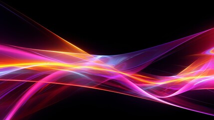 Naklejka premium The image is an abstract painting with bright, flowing lines of color against a black background