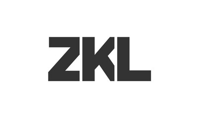 ZKL logo design template with strong and modern bold text. Initial based vector logotype featuring simple and minimal typography. Trendy company identity.