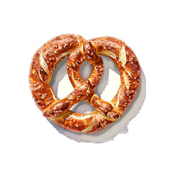 Watercolor illustration of pretzels on white background