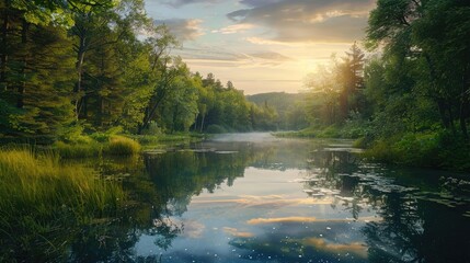 A serene image of a tranquil nature scene, symbolizing peace and healing for National PTSD Awareness Day.