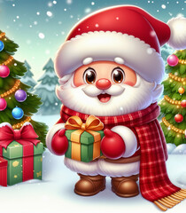 Cute child background with Santa Claus. AI
