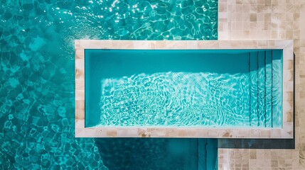 Top view of pool sunny day, swimming pool, clean vacation water surface wallpaper no people