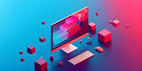 A computer screen with a purple background and a purple background that says samsung on it,A display of computers with a purple background and a red cube with the word cellphone on it.

