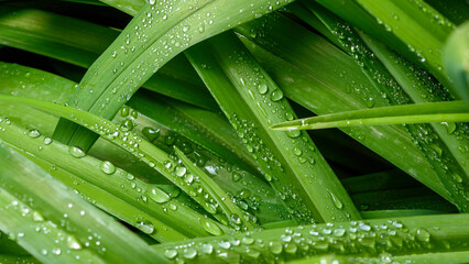 green leaf with drops of water