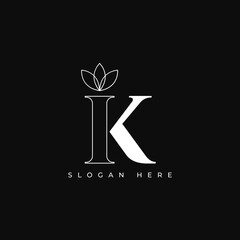 letter k flower beauty feminine branding line logo design graphic vector