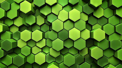 Green hexagons in varying shades, depicting technology in bloom.