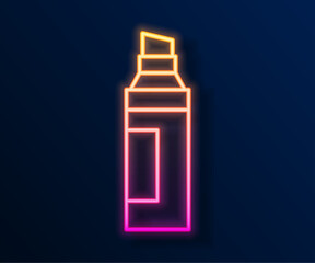 Glowing neon line Marker pen icon isolated on black background. Vector