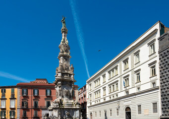 Obraz premium Gesu Nouvo (New Jesus) square, one of the most beautiful historically rich squares in the old town of Naples (Napoli), Campania, Italy.