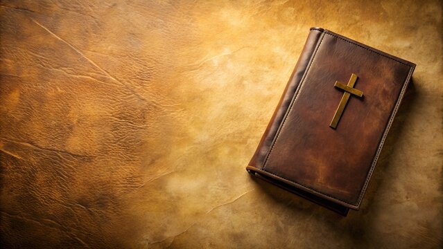 closed Bible, parchment background