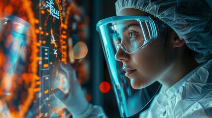 Epidemiologist mapping outbreak, strategy against spread, close up, focused determination, screen glow 