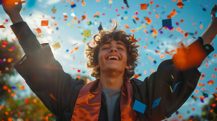 teenager celebrating their high school graduation, diploma, celebration, high school