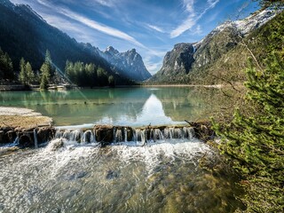 a beautiful view of the lake