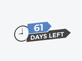 61 days to go countdown template. 61 day Countdown left days banner design. 61  Days left countdown timer