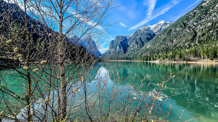 a beautiful view of the lake