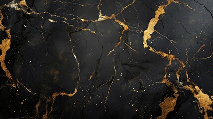 Stylish black and gold marble texture background, perfect for adding a touch of opulence to graphic designs or advertisements.