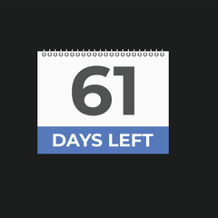 61 days to go countdown template. 61 day Countdown left days banner design. 61  Days left countdown timer
