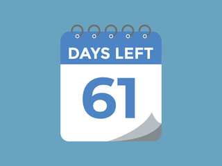 61 days to go countdown template. 61 day Countdown left days banner design. 61  Days left countdown timer