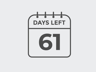 61 days to go countdown template. 61 day Countdown left days banner design. 61  Days left countdown timer