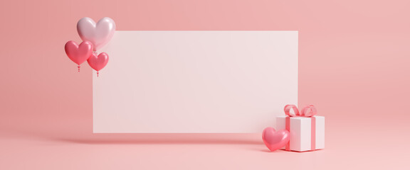 Happy mother's day greeting card, mothers day thanks design concept. Greeting with freshly pink background. Festive banner for valentine's day, birthday, woman day. Copy space for text. 3d render