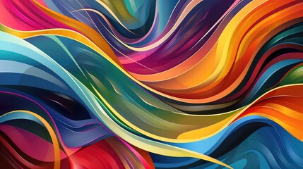 Graphic design of abstract lines and curves in vibrant colors, expressing creativity and dynamic energy.