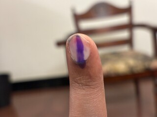 Vote finger inked in Indian election
