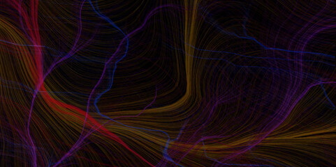 Acrylic abstract lines with wave swirl curve on pour black and blue gradient color liquid marble. Black texture of brush. scratched texture soft lines brushed steel, desktop wallpaper. etched into.