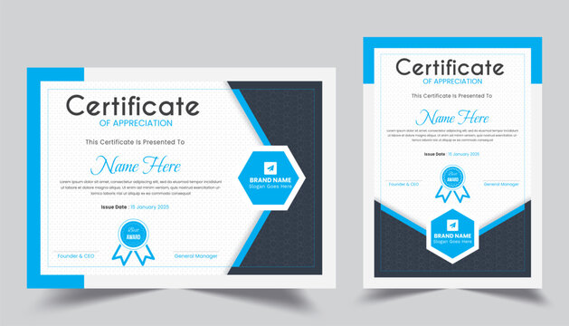 Certificate Template for Best Award I Modern certificate Design with Award Badge | Fully Editable Print Ready Template
