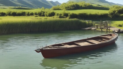 Fototapeta premium boat on the lake