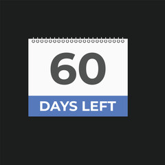 60 days to go countdown template. 60 day Countdown left days banner design. 60  Days left countdown timer