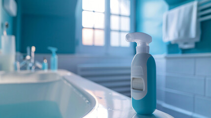 Asthma inhaler on bathtub in bathroom closeup - Powered by Adobe