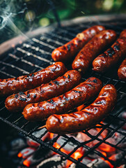 grilled sausages on the grill