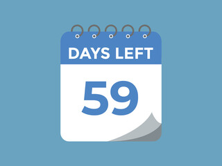 59 days to go countdown template. 59 day Countdown left days banner design. 59  Days left countdown timer
