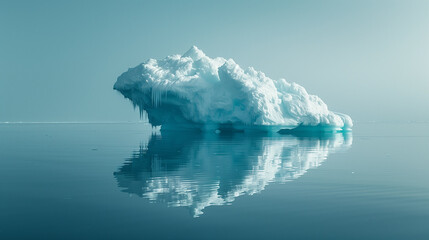 iceberg in the sea, minimalist an shaped of iceberg like a polar bear