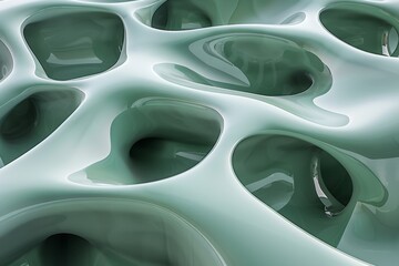 A close up of a green alien landscape with smooth, reflective surfaces.