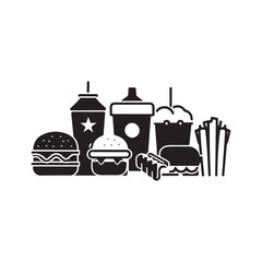 Set of Fast Food Silhouettes,sandwich silhouette vector illustration,Fast food and Coffee cup icons set vector silhouette