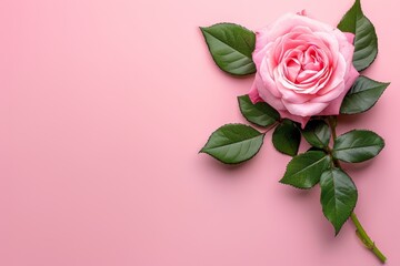A beautiful pink rose on a pink background.