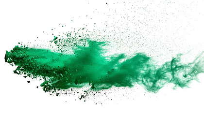 green chalk and dust flying, effect explode isolated on transparent background. png