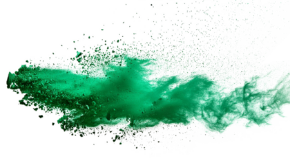 green chalk and dust flying, effect explode isolated on transparent background. png