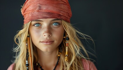 portrait of a beautiful girl pirate 