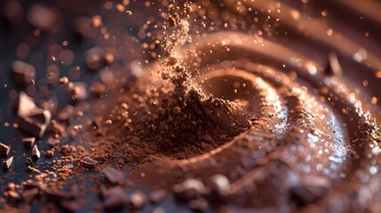 a swirling motion of powdered chocolate