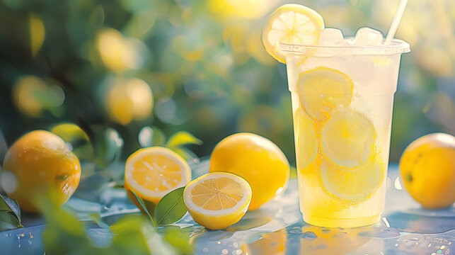 summertime bliss, with the tall take out plastic glass of iced lemonade 