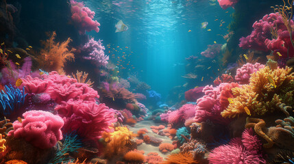 Colorful coral reef underwater view. Generative AI