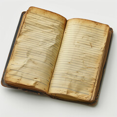 Antique book open on white surface. Generative AI