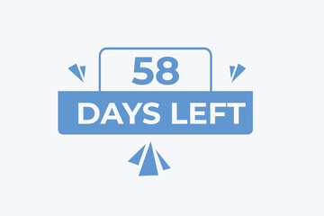 58 days to go countdown template. 58 day Countdown left days banner design. 58  Days left countdown timer
