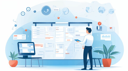 Man standing in front of large poster. Generative AI