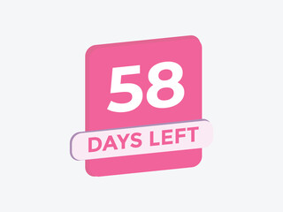 58 days to go countdown template. 58 day Countdown left days banner design. 58  Days left countdown timer
